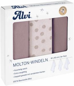 Alvi Molton-Windeln bedruckt Curly Dots 3 Stk. 80x80cm