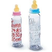 Babyflasche mit allen Geburtsdaten