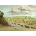 Grafika George Catlin: La Salle's Party Entering the Mississippi in Canoes. February 6, 1682, 1847-1848