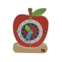 Holzuhr in Apfelform, Uhr für Kinder