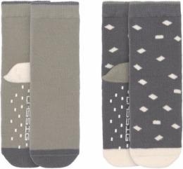 Lässig Anti-Rutsch Socken GOTS 2er Pack 19-22 anthracite/olive