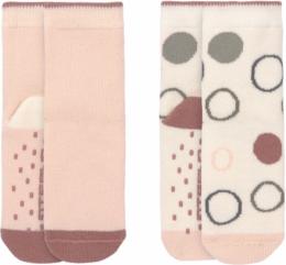 Lässig Anti-Rutsch Socken GOTS 2er Pack 19-22 white/pink
