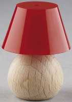Tischlampe Holzfuß, 25mm, für Puppenhaus Schirm rot