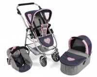 Bayer Chic 2000 Puppenwagen 3 in 1 Kombi EMOTION ALL IN in Melange grau-navy