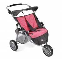 Bayer Chic 2000 Puppenwagen Zwillings-Jogger in Melange anthrazit-pink