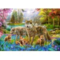 Bluebird Puzzle Spring Wolf Family