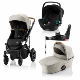 Britax Römer SMILE III Beige COMFORT PLUS iSENSE BUNDLE (inkl. Sportwagen, Kinderwagenaufsatz, BABY-SAFE iSENSE Space Black Smile, Base)