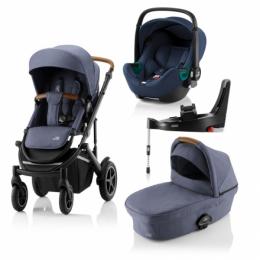 Britax Römer SMILE III Indigo Blue COMFORT PLUS iSENSE BUNDLE (inkl. Sportwagen, Kinderwagenaufsatz, BABY-SAFE iSENSE Indigo Blue Smile, Base)