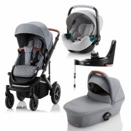 Britax Römer SMILE III Nordic Grey COMFORT PLUS iSENSE BUNDLE (inkl. Sportwagen, Kinderwagenaufsatz, BABY-SAFE iSENSE Nordic Grey Smile, Base)