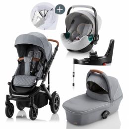 Britax Römer SMILE III Nordic Grey COMFORT PLUS iSENSE STAY COOL (inkl. Sportwagen, Kinderwagenaufsatz, BABY-SAFE iSENSE Nordic Grey Smile, Base)