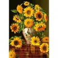 Castorland Sunflowers in a Peacock Vase