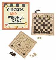 Dame und Mühle Spiel aus Holz - Traditionelles Brettspiel