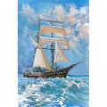 Gold Puzzle Sailboat in the Ocean