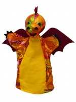 Handpuppe Drachen Regenbog 28cm, weinrot