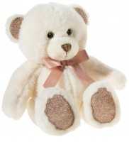Heunec Kuscheltier Bär PEARLIE Creamie mit Rosé-Schleife klein, Plüschtier, 18 cm Teddybär