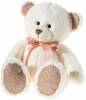 Heunec Kuscheltier Bär PEARLIE Creamie mit Rosé-Schleife mittel, Plüschtier, 23 cm Teddybär
