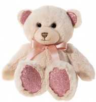 Heunec Kuscheltier Bär PEARLIE Taupie mit Rosé-Schleife klein, Plüschtier, 18 cm Teddybär