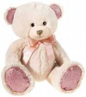Heunec Kuscheltier Bär PEARLIE Taupie mit Rosé-Schleife mittel, Plüschtier, 23 cm Teddybär