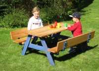 Kinderpicknick-Sitzgruppe mit Rückenlehne, Sitzhöhe 28cm