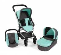 Kombipuppenwagen Fides 3 in 1 Melange anthrazit-mint