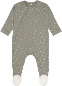 Lässig Pyjama GOTS mit Fuß 62/68 Speckles olive