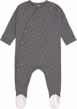 Lässig Pyjama GOTS mit Fuß 62/68 Spots anthracite