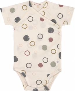 Lässig Wickelbody Kurzarm GOTS 62/68 Circles off-white