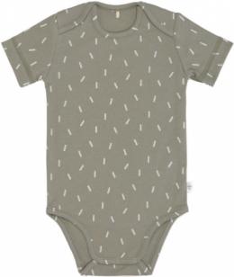 Lässig Wickelbody Kurzarm GOTS 86/92 Speckles olive amerikanischer Halsausschnitt