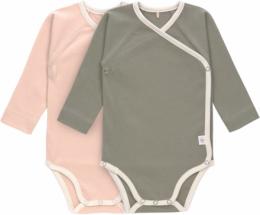 Lässig Wickelbody Langarm GOTS 2er Pack 62/68 powder pink/olive