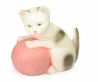 Nachtlicht Katze mit Wolle, rosa Wolle