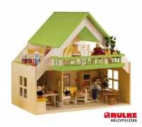 Puppenhaus mit Balkon, ohne Möbel und Zubehör grün