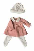 Puppenkleidung Kleid mit Strumpfhose, weiss/rosa, für EgmontToys Puppen 30-32cm