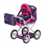 Puppenwagen Ruby - flying hearts blue pink