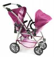 Tandem-Buggy VARIO für Puppen Dessin Dots Brombeere