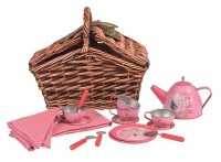 Tee-Set für Kinder im Korb, Design Pfau