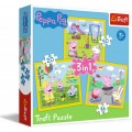Trefl 3 Puzzles : Peppa's happy day / Peppa Pig