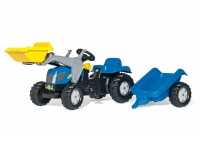 Trettraktor rollyKid New Holland, Farbe blau mit Schaufellader und Trailer