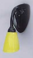 Wandlampe schwarz, gelber Schirm, für Puppenhaus