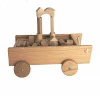 Ziehwagen mit Bausteinen aus Holz