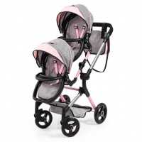 Zwillings-Puppenwagen Twin Neo, grau/rosa